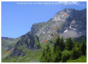 Itinéraire final de montée à L'Arcalod depuis Orgeval